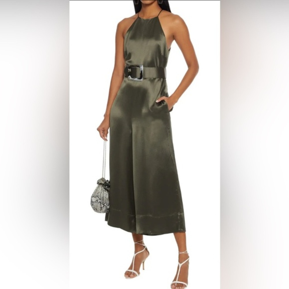 Nicholas Samira Cropped Betled Satin Wide leg Jumpsuit